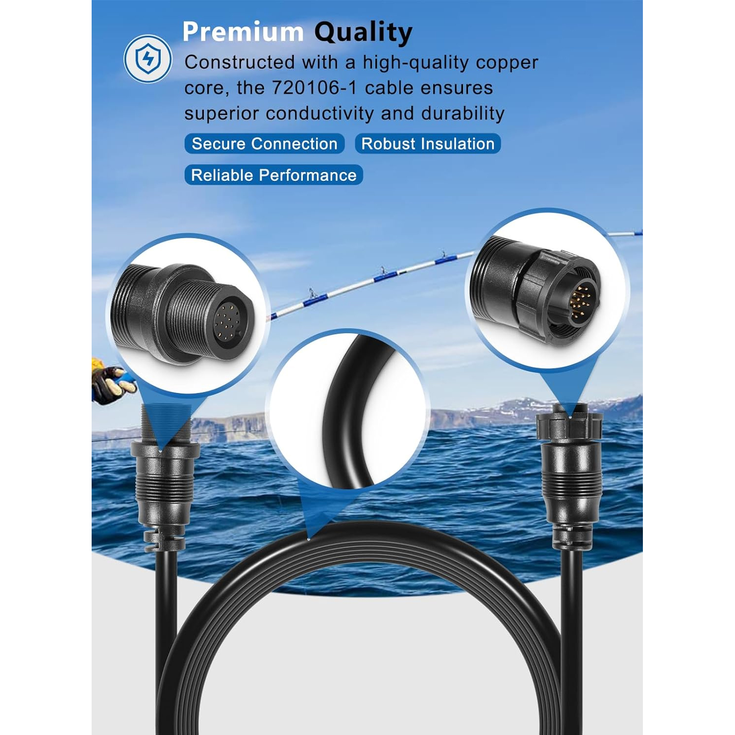 Transducer Extension Cable 10F - Fish Finder Transducer ulasan dan harga