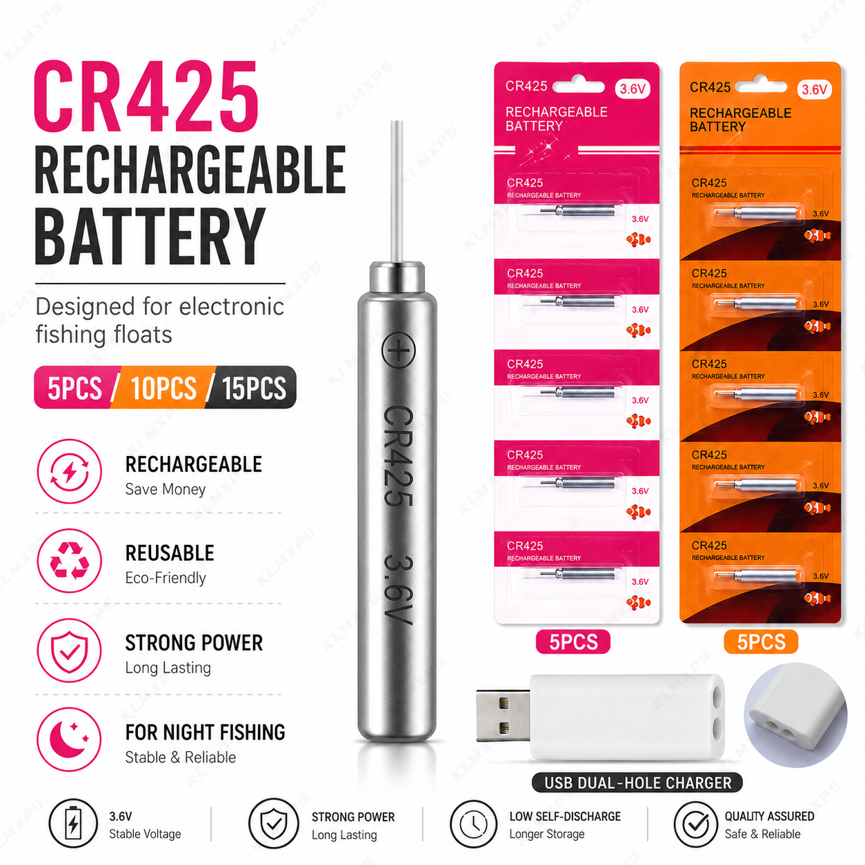 CR425 Rechargeable Battery for - Fish Finder Charger ulasan dan harga