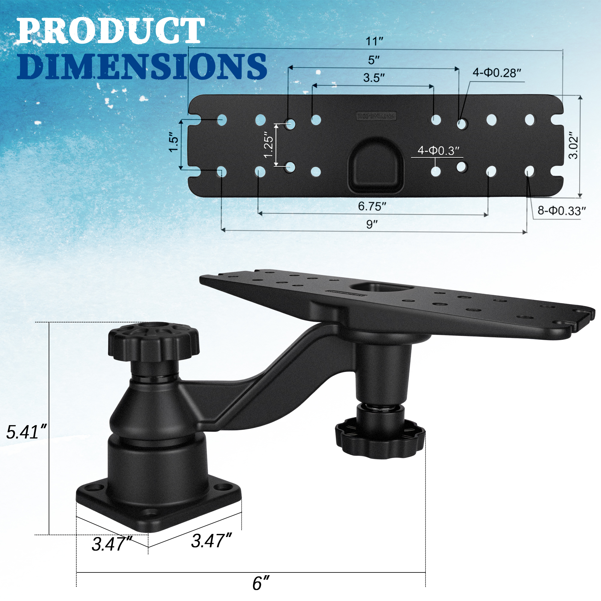 Heavy-Duty Vertical Base Mount - Fish Finder Mount ulasan dan harga