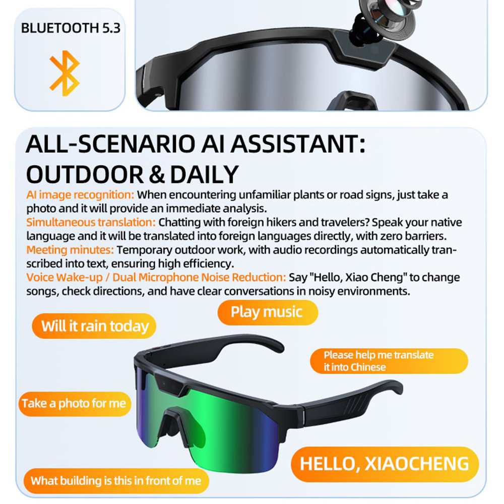 AI Smart Cycling Glasses Men W - Fishing Camera ulasan dan harga